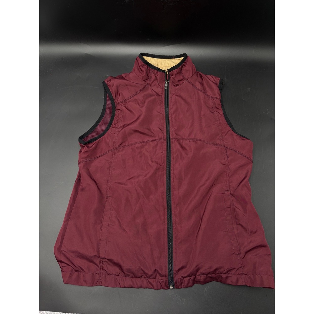 Wilson Mens Full Zip Athletic Vest Burgundy Mesh Lined Back Pocket Small